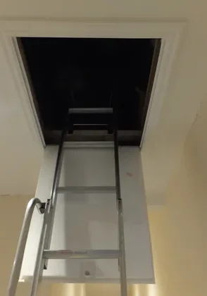 Silver metal loft ladder